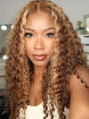 Kisslove Pre-bleached Knots Water Wave Highlight 360 Lace Wig With Invisi-Drawstring Cap