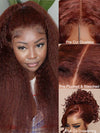 Glueless Reddish Brown Light Yaki Straight Hair Pre Max Pull Go Drawstring Lace Frontal Wig