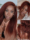 Glueless Reddish Brown Light Yaki Straight Hair Pre Max Pull Go Drawstring Lace Frontal Wig