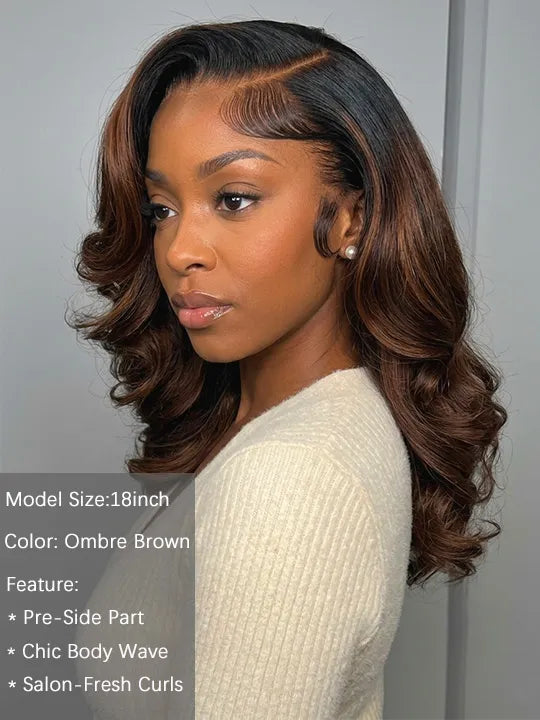 Pre Everything Ombre Brown Body Wave Bob Wig Pre Styled 7x5/13x4 Lace Frontal Ready To Wear Wigs