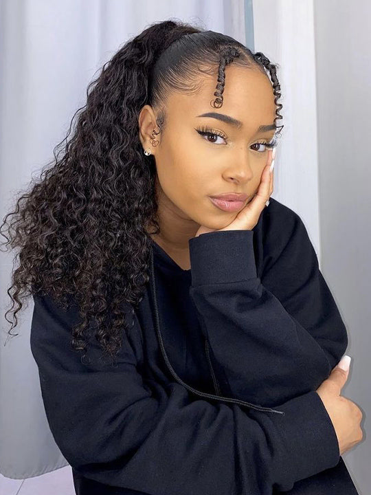 Extensions de cheveux humains soyeux de queue de cheval Extension de cheveux droits pour les femmes