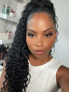 Invisi Drawstring Cap Water Wave Ponytail Extension 100% Human Hair Extensions
