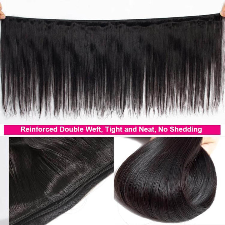 4*4 Lace Closure With Bundles Silky Straight 10A Virgin Human Hair Weave - KissLove Hair
