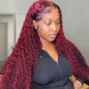 99J Dark Red Hair Deep Curly Burgundy Wig 13x4 13x6 360 Transparent Lace Human Hair Wigs - KissLove Hair