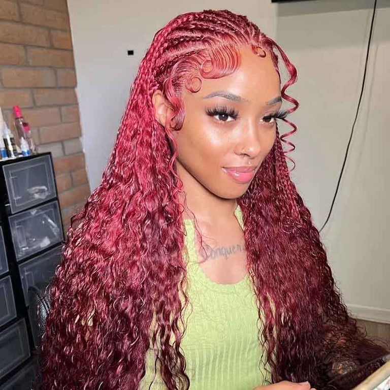 99J Dark Red Hair Deep Curly Burgundy Wig 13x4 13x6 360 Transparent Lace Human Hair Wigs - KissLove Hair