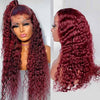 99J Dark Red Hair Deep Curly Burgundy Wig 13x4 13x6 360 Transparent Lace Human Hair Wigs - KissLove Hair