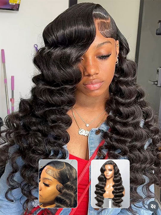 13x6 Full Lace Wig Crimped Hair 14A Virgin Human Hair Wigs