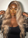 Ombre Ash Blonde Body Wave Wig Blonde Hair With Brown Roots Transparent Full Lace Frontal Wigs