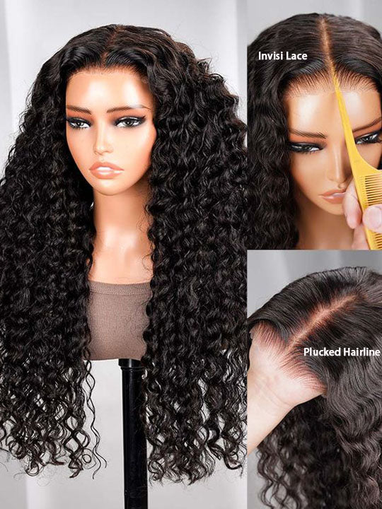 Water Wave 13x6 Lace Frontal Human Hair Wigs Pre Plucked Ear to Ear Full Lace Frontal Wig - KissLove Hair
