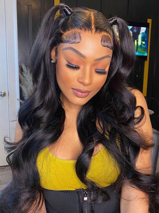 Kisslove 13x6 Full Lace Frontal Wig Glueless Bone Straight Drawstring Human Hair Wigs