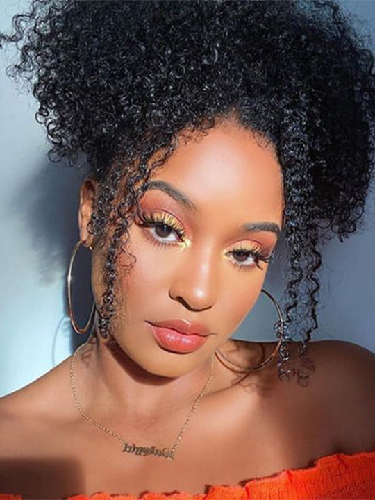 [Flash Deal] Kisslove Hair Kinky Curly Invisi Drawstring 360 Lace Wig 100% Human Hair Wig on Sale