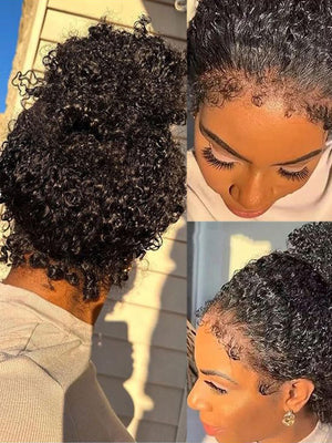 KissloveHair 4C Edge Kinky Curly Hair 360 Lace Wig Invisi Drawstring Glueless Lace Wigs - KissLove Hair
