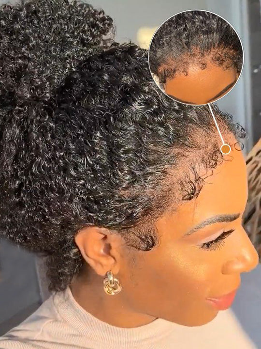 KissloveHair 4C Edge Kinky Curly Hair 360 Lace Wig Invisi Drawstring Glueless Lace Wigs - KissLove Hair
