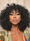 250% Density Kinky Curly Bob Wig with Bangs Glueless 3x1 Lace Pull & Go Drawstring Wig