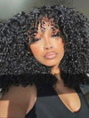 250% Density Kinky Curly Bob Wig with Bangs Glueless 3x1 Lace Pull & Go Drawstring Wig