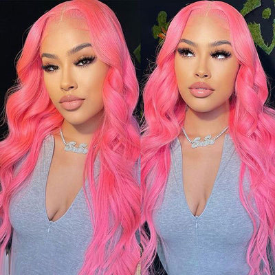 Barbie Color Wig Pink Body Wave 13x4 HD Lace Front Human Hair Wigs - KissLove Hair