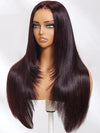 Kisslove Black Cherry Layered Straight Hair Glueless Invisi-Drawstring 360 Lace Wig Dark Burgundy Hair