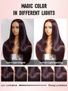 Kisslove Black Cherry Layered Straight Hair Glueless Invisi-Drawstring 360 Lace Wig Dark Burgundy Hair