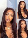 Kisslove Black Cherry Layered Straight Hair Glueless Invisi-Drawstring 360 Lace Wig Dark Burgundy Hair