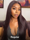 Kisslove Black Cherry Layered Straight Hair Glueless Invisi-Drawstring 360 Lace Wig Dark Burgundy Hair