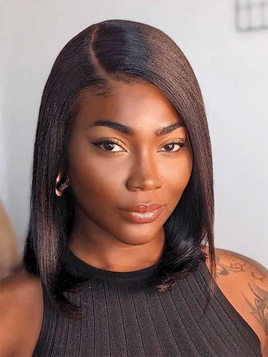 [2 Bob Wigs]13x4 Lace Frontal Highlight Brown Straight +Ombre Brown Yaki Straight Bob Wig
