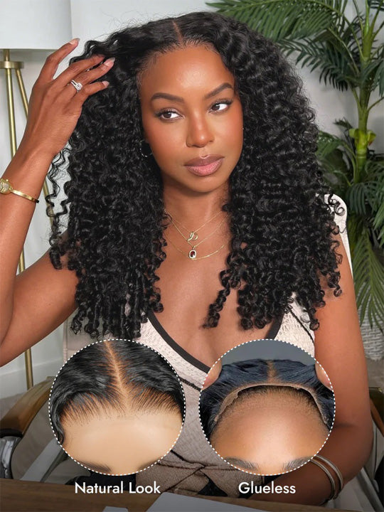 Kisslove Burmese Curly Hair 13x6 Full Lace Frontal Wig Pre Plucked Pull Go Drawstring Wig 250% Density