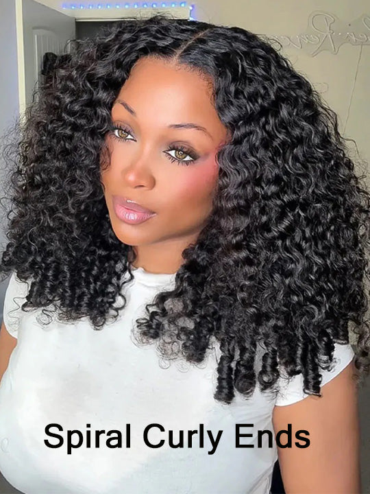 Kisslove Burmese Curly Hair 13x6 Full Lace Frontal Wig Pre Plucked Pull Go Drawstring Wig 250% Density