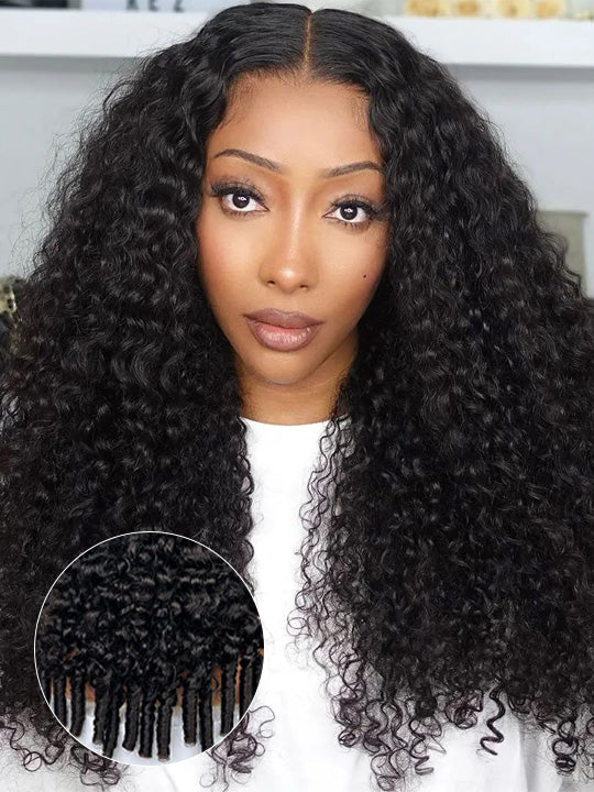 Kisslove Burmese Curly Hair 13x6 Full Lace Frontal Wig Pre Plucked Pull Go Drawstring Wig 250% Density