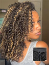 [3 In 1 Half Wig] Honey Blonde Highlights on Black Hair Kinky Curly Flip Over Glueless Half Wig