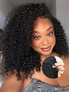[3 In 1 Half Wig] Drawstring Cap Kinky Curly Hair Afforadble Glueless Human Hair Wigs