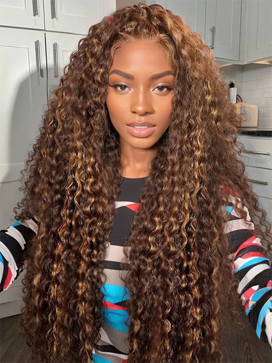 Highlight Wig Deep Wave Full 13x6 Lace Frontal Virgin Human Hair Wigs - KissLove Hair