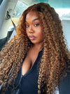 Honey Blonde Highlight Water Wave 13x6 Lace Frontal Wig Bleached Bye Bye Knots Glueless Lace Wigs