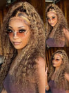 Honey Blonde Highlight Water Wave 13x6 Lace Frontal Wig Bleached Bye Bye Knots Glueless Lace Wigs