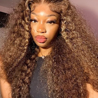 Honey Blonde Highlight Water Wave 13x6 Lace Frontal Wig Bleached Bye Bye Knots Glueless Lace Wigs - KissLove Hair