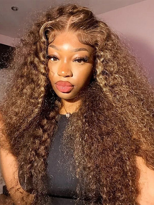 Honey Blonde Highlight Water Wave 13x6 Lace Frontal Wig Bleached Bye Bye Knots Glueless Lace Wigs