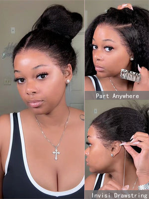 [4C Wig] Kinky Straight Hair With Kinky Edges 100% Human Hair Pull & Go Drawstring Wig Kisslove Hair - KissLove Hair
