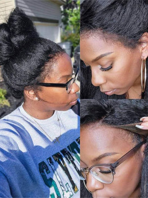 [4C Wig] Kinky Straight Hair With Kinky Edges 100% Human Hair Pull & Go Drawstring Wig Kisslove Hair - KissLove Hair