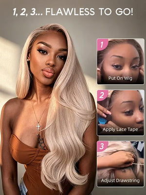 Ombre Ash Blonde Body Wave Wig Blonde Hair With Brown Roots Transparent Full Lace Frontal Wigs - KissLove Hair