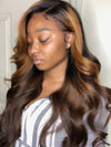 [80% Off] Ombre Brown Loose Body Wave 360 Lace Wig with Rich Brown Highlight Human Hair Wig