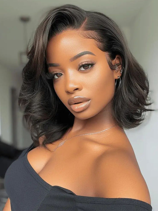 Pre Styled Side Part Body Wave Bob Wig Glueless Ready to Go Short Bob Wigs - KissLove Hair
