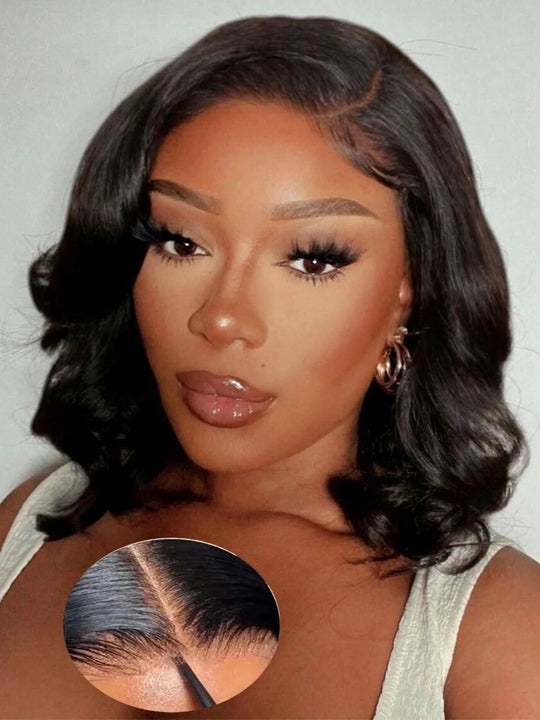 Pre Styled Side Part Body Wave Bob Wig Glueless Ready to Go Short Bob Wigs - KissLove Hair