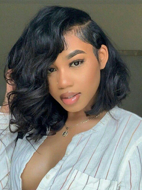 Pre Styled Side Part Body Wave Bob Wig Glueless Ready to Go Short Bob Wigs