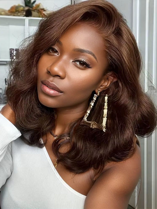 Pre Styled Side Part Colored Body Wave Bob Wig Glueless Drawstring Ready to Go Wigs