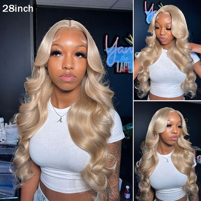 Ash Blonde Hair With Curtain Bangs Glueless 5x5 Lace Wigs- KissLove Hair