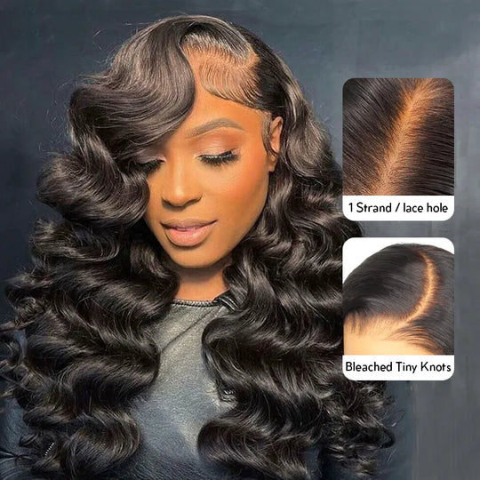 Pre-Bleached Tiny Knots Loose Wave 13x4 Lace Frontal Wig Virgin Human Hair Wigs - KissLove Hair