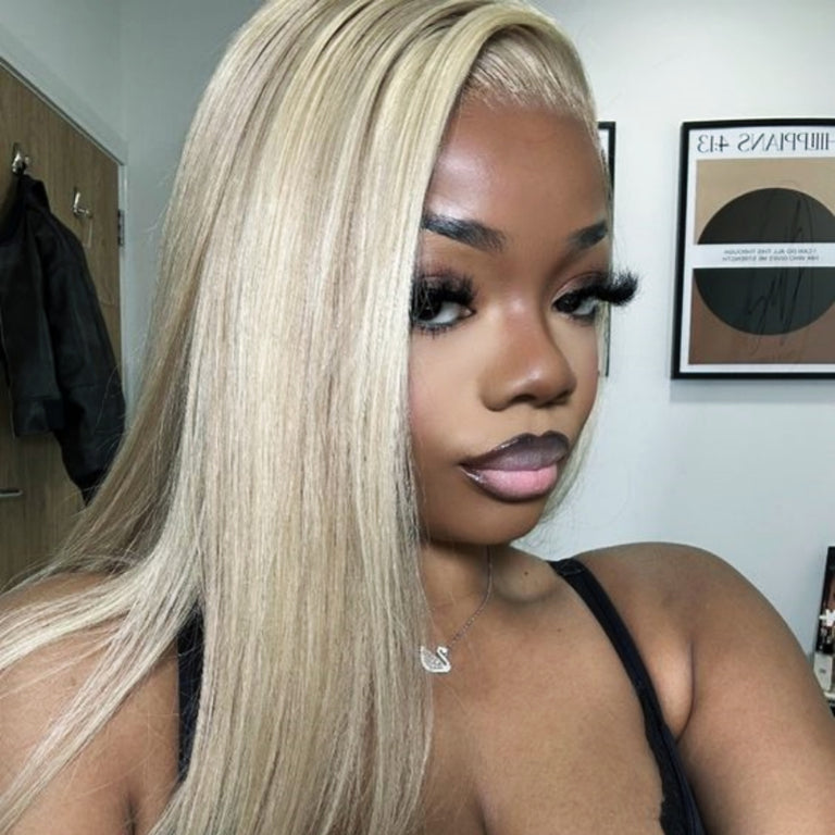 Blonde Balayage On Brown Wig 13x6 Transparent Lace Straight Human Hair