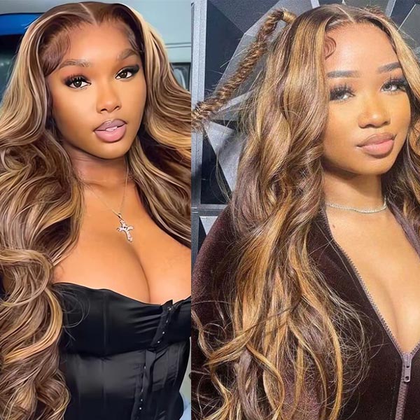 BOGO KissLove Ombre Highlight T Part 6x6x1.5 Lace Front Wig Body Wave Jerry Curl Hair