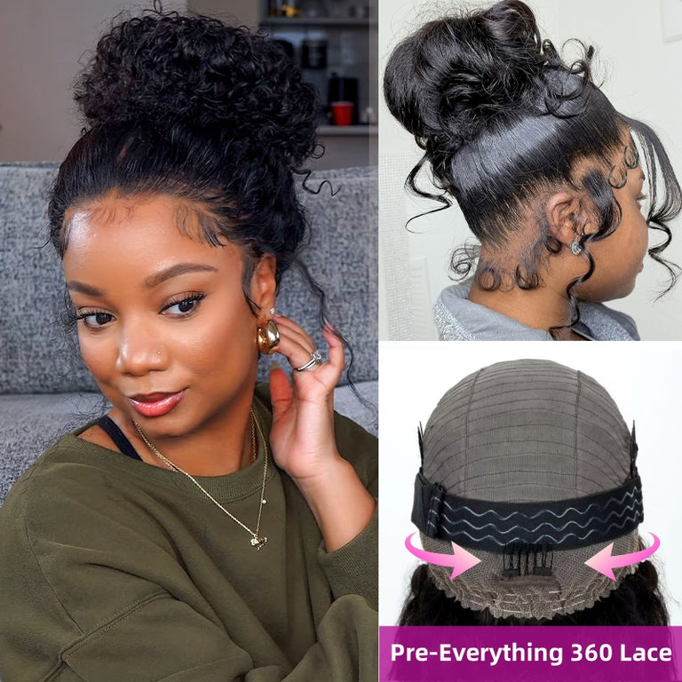 [Flash Deal] Pre-Everything 360 Lace Wig 3D Body Wave / Water Wave / Kinky Straight 100% Human Hair
