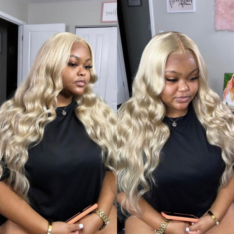 [Flash Deal] Ash Blonde 3D Body Wave Pre-Cut 4x4 5x5 Lace Front Human Hair Wigs