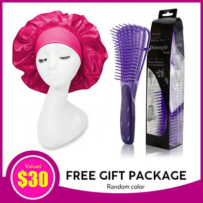 KissLove Free Gift (Over $160) — Silk Bonnet or Detangle Brush Value $30 (Random one)